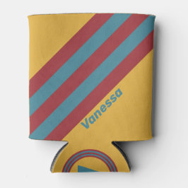 Retro Mustard Seed Stripes with Name Dosenkühler