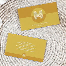 Retro Mustard Yellow Geometric Modern Monogram Visitenkarte