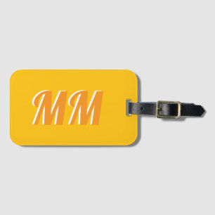 Retro Mustard Yellow Modern Monogram Initial Gepäckanhänger