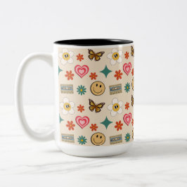 Retro-Muster 01 Zweifarbige Tasse