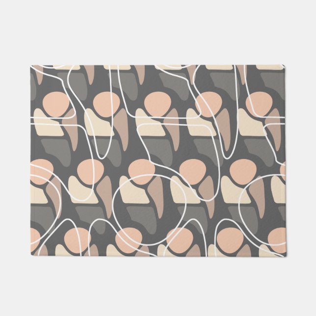 Retro Muster Abstrakt Man Peach Gray Fußmatte (Vorderseite)