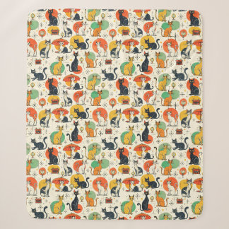 Retro-Muster der mittelzenturischen Atomzeit-Katze Sherpadecke