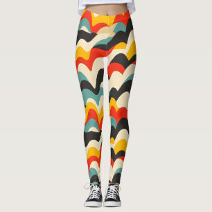 Retro-Muster der Wave-Farbe Leggings