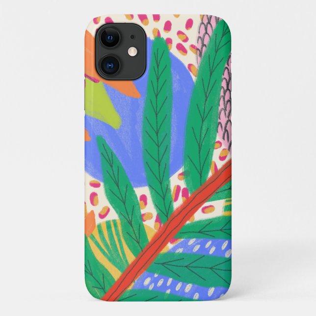 Retro-Muster für Abstrakte boho-Blätter Case-Mate iPhone Hülle (Rückseite)