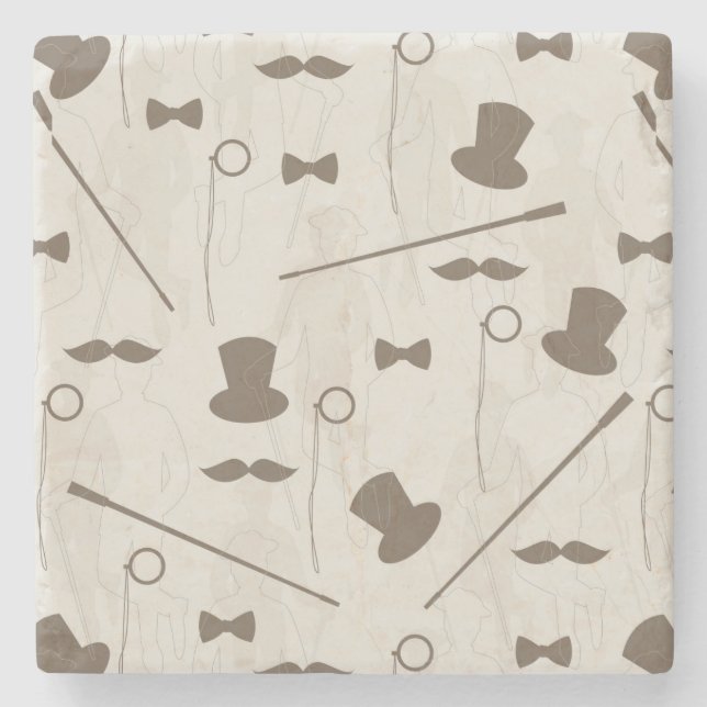 Retro Muster für Mann 2 Steinuntersetzer (Vorderseite)