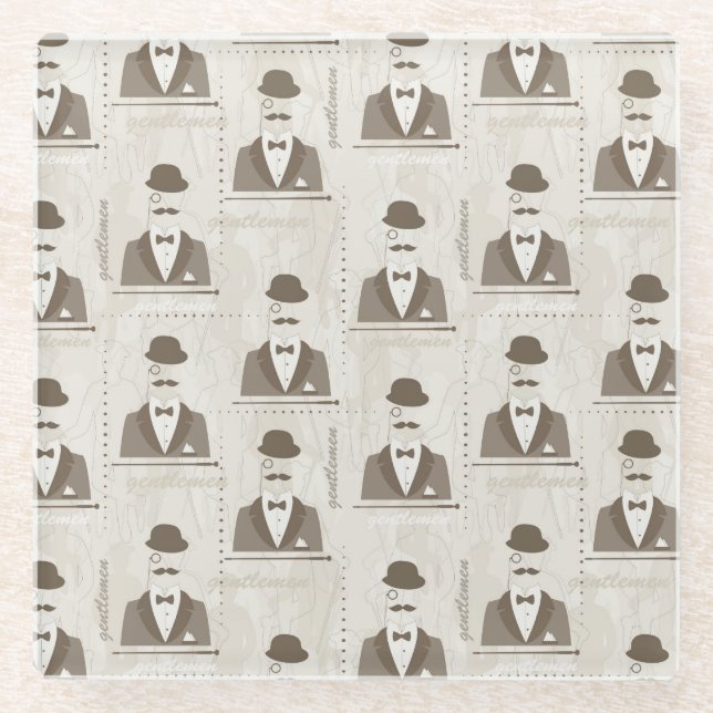 Retro Muster für Mann Glasuntersetzer (Vorderseite)