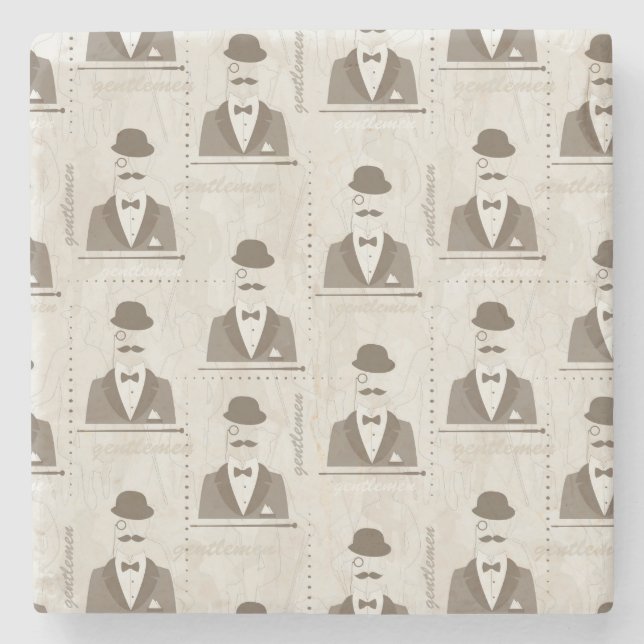 Retro Muster für Mann Steinuntersetzer (Vorderseite)