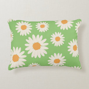 Retro-Muster für Vintage, weiße Daisy-Blume Dekokissen