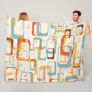 Retro-Muster für Vintagen 70er in Orangenblau Fleecedecke