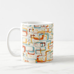 Retro-Muster für Vintagen 70er in Orangenblau Kaffeetasse