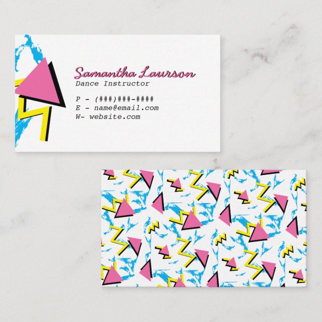 Retro Muster-Geschäfts-Karte Memphis inspirierte Visitenkarte (Vorne/Hinten)