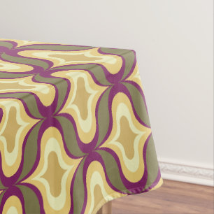 Retro-Muster Grün Gelb Weiß  Tischdecke