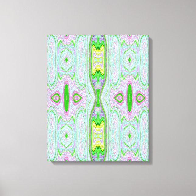 Retro-Muster in Abstrakt rosa, Limettengrün und Aq Leinwanddruck (Vorderseite)