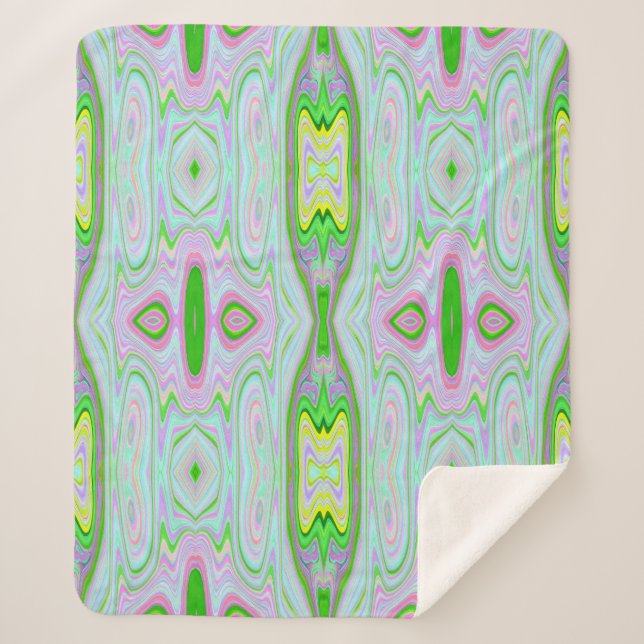 Retro-Muster in Abstrakt rosa, Limettengrün und Aq Sherpadecke (Vorderseite)