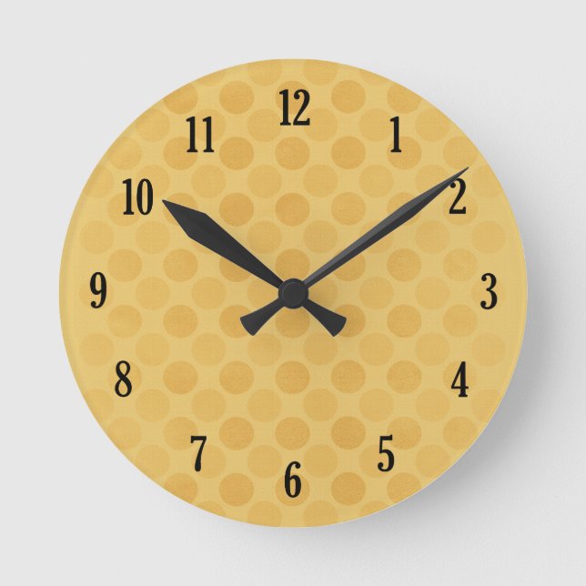 Retro-Muster in gelben Kreisen Runde Wanduhr (Vorderseite)