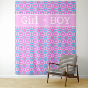 Retro-Muster in Rosa und Blau - Mädchen oder Junge Wandteppich