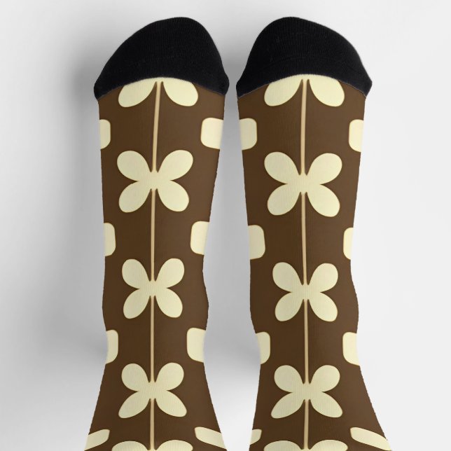 Retro-Muster mit braunen und beigen Farben Socken (Oben)