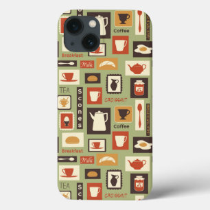 Retro-Muster mit Geschirr zum Frühstück Case-Mate iPhone Hülle