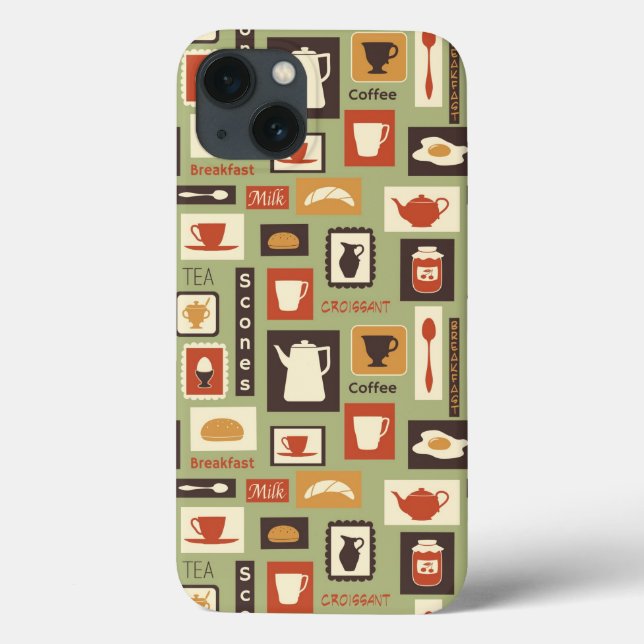 Retro-Muster mit Geschirr zum Frühstück Case-Mate iPhone Hülle (Rückseite)