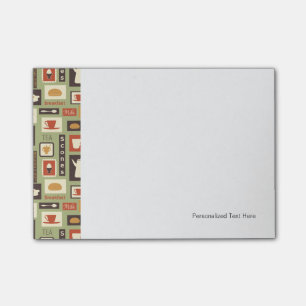 Retro-Muster mit Geschirr zum Frühstück Post-it Klebezettel