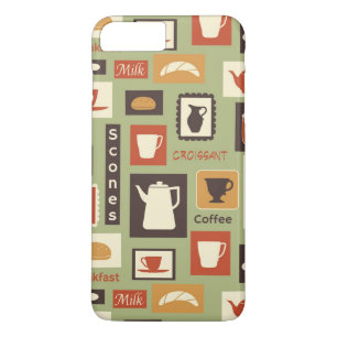 Retro Muster mit Küchen-Geschirr zum Frühstück iPhone 8 Plus/7 Plus Hülle