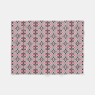 Retro-Muster mit rotem und schwarzem Kreuzstich Fleecedecke