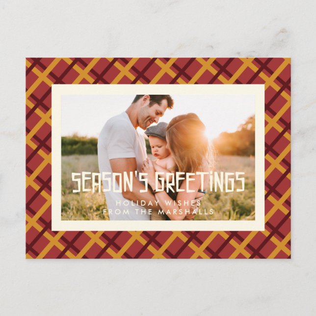 Retro Muster Mitte des Jahrhunderts Jahresgrüße Fo Postkarte (Vorderseite)