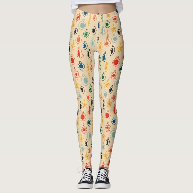 Retro Muster Mitte des Jahrhunderts mit Weihnachts Leggings (Vorderseite)