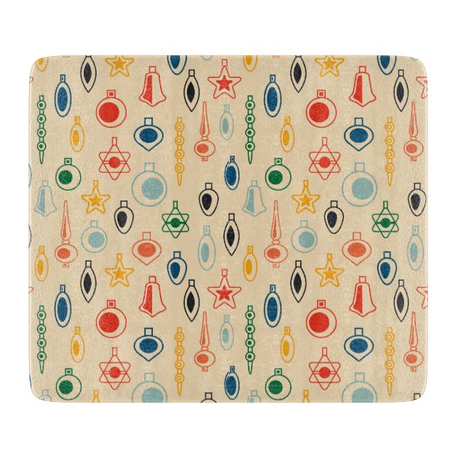 Retro Muster Mitte des Jahrhunderts mit Weihnachts Schneidebrett (Vorderseite)