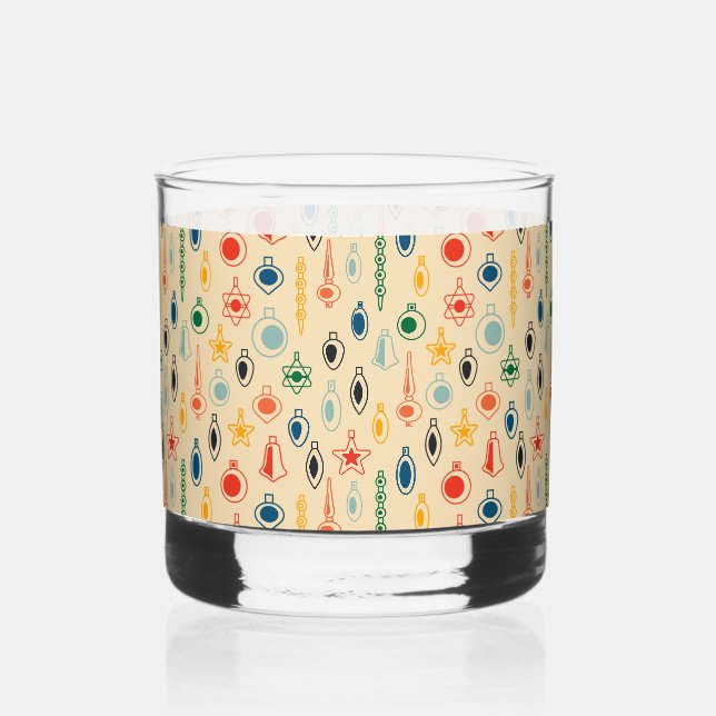 Retro Muster Mitte des Jahrhunderts mit Weihnachts Whiskyglas (Rückseite)