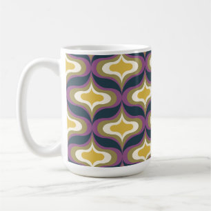 Retro-Muster Navy Grün Gelb Weiß Kaffeetasse