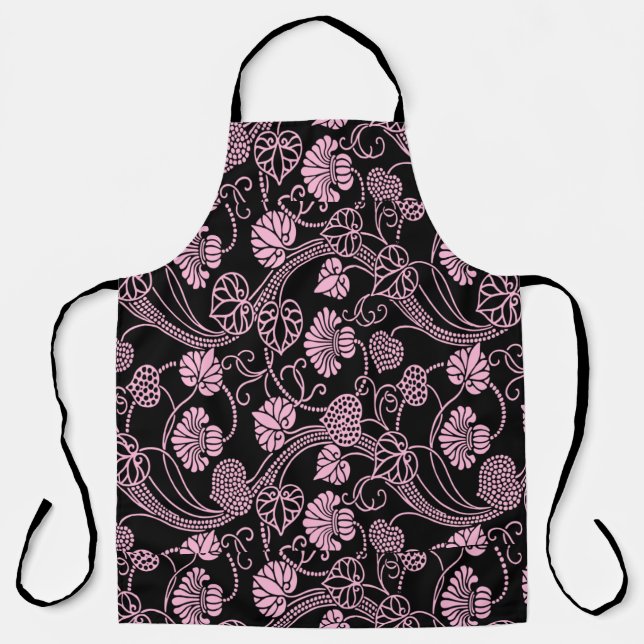 Retro-Muster rosa auf schwarz Schürze (Vorderseite)