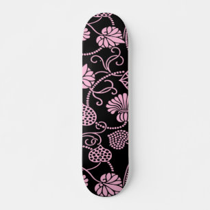 Retro-Muster rosa auf schwarz Skateboard