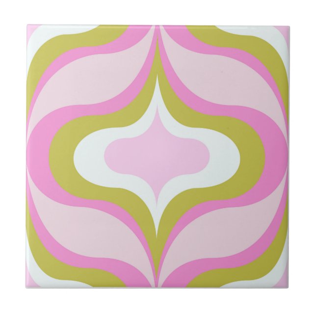 Retro-Muster Rosa  Fliese (Vorderseite)