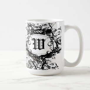Retro Muster-Schwarzweiss-Monogramm W Tasse