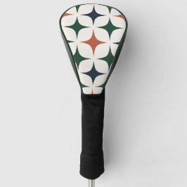 Retro-Muster Waldgrün Marineblau Terrakotta Golf Headcover