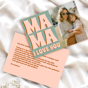 Retro Mütter Tag Foto Blau Rosa Karte