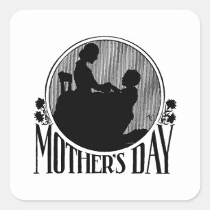 Retro-Mutter-Tag-Silhouette Quadratischer Aufkleber