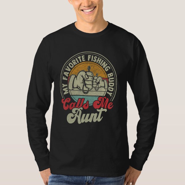 Retro My Favorite Fishing Buddy Call Me Aunt Fishi T-Shirt (Vorderseite)