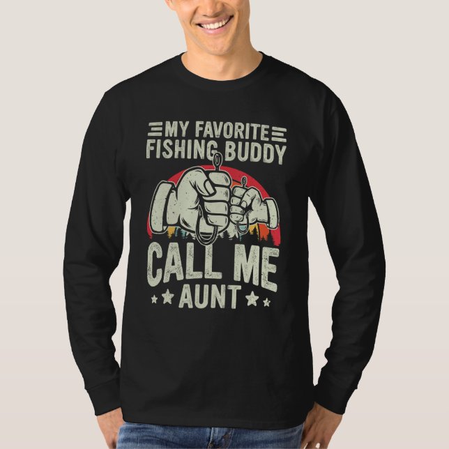 Retro My Favorite Fishing Buddy Call Me Aunt Fishi T-Shirt (Vorderseite)