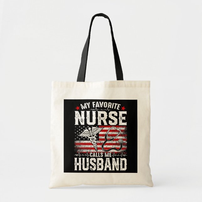 Retro My Favorite Nurse nennt mich Husband America Tragetasche (Vorne)