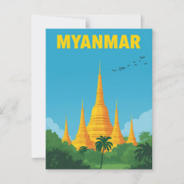 Retro Myanmar Travel Poster Postkarte