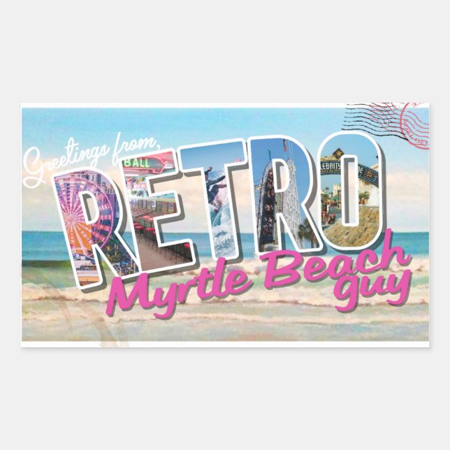 Retro Myrtle Beach Typ Rechteckiger Aufkleber (Vorderseite)