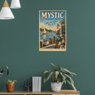 Retro-Mystik-Reiseplakat Connecticut New England Poster