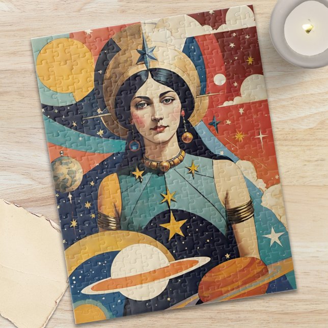 Retro Mystische Himmlische Sternengöttin Puzzle (Retro Mystical Celestial Star Goddess Jigsaw Puzzle by Puzzle•Pop Designs)