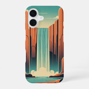 Retro-mystischer Wasserfall iPhone 16 Hülle