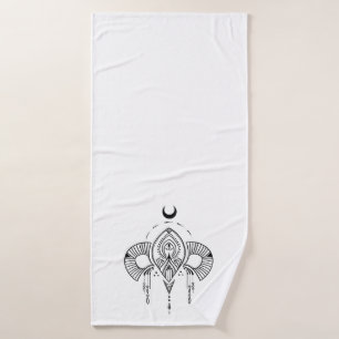 Retro mystisches geometrisches Design in schwarz Badhandtuch Set