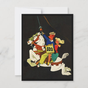 Retro Nacht auf weißer Karussell-Pferdeeinladung Einladung