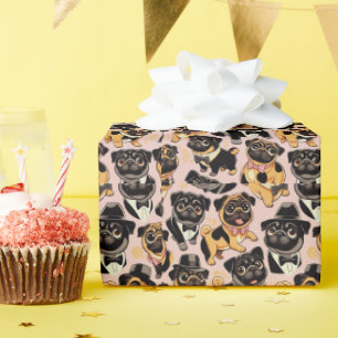 Retro Nahtloser Niedlicher Mops Geschenkpapier