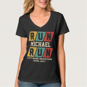 Retro-Name-Marathon-Support-V-Ausschnitt T-Shirt